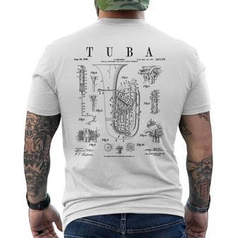 Tuba Vintage Patent Tubaist Tubist Drawing Print Men's T-shirt Back Print | Mazezy
