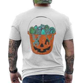 Turquoise Jack-O'-Lantern Halloween Pumpkin Turquoise Men's T-shirt Back Print - Monsterry UK