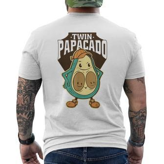 Twin Papacado Avocado Father Dad Fathers Day Father Of Twins Men's Back Print T-shirt | Mazezy