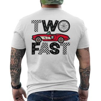 Two Fast 2 Curious Birthday 2 Years Old Pit Crew B-Day Men's T-shirt Back Print | Mazezy
