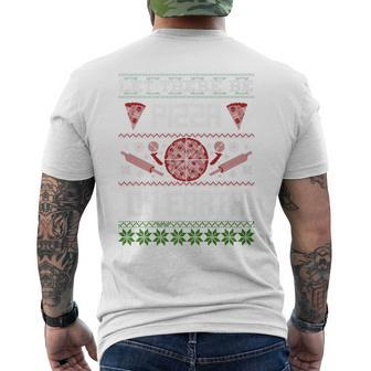 Ugly Christmas Sweater Let There Be Pizza On Earth Men's T-shirt Back Print | Mazezy