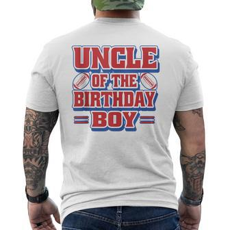 Uncle Football Birthday Boy Family Baller B-Day Party Mens Back Print T-shirt | Mazezy