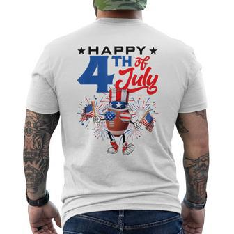 Uncle Sam Football Ball Fireworks Indepedence Day July 4Th Mens Back Print T-shirt | Mazezy