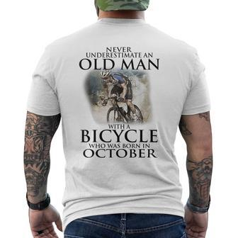 Never Underestimate An Old Man With A Bicycle Born October Men's T-shirt Back Print - Thegiftio