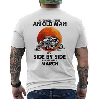 Never Underestimate An Old Man Was Born In March Men's T-shirt Back Print - Seseable
