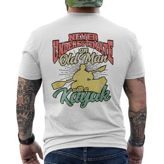 Never Underestimate An Old Man With A Kayak Paddling Men's T-shirt Back Print | Mazezy