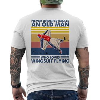 Never Underestimate An Old Man Who Loves Wingsuit Flying Men's T-shirt Back Print - Seseable