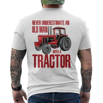 Never Underestimate An Old Man With A Tractor Grandpa Men's T-shirt Back Print - Monsterry UK