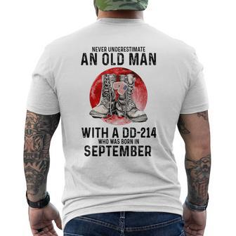 Never Underestimate An Old September Man With A Dd 214 Men's T-shirt Back Print - Seseable
