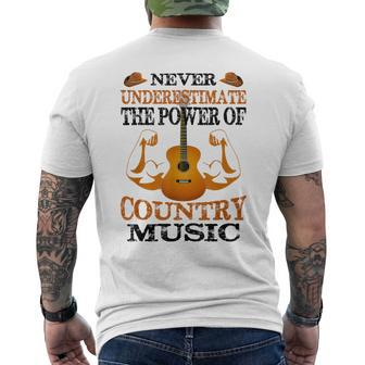 Never Underestimate The Power Of Country Music Men's T-shirt Back Print - Seseable