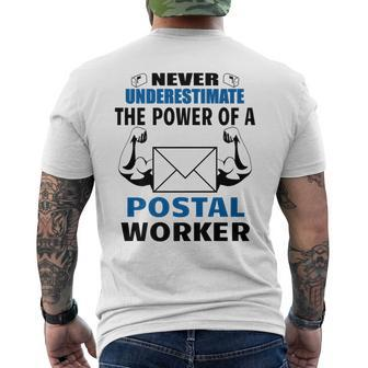 Never Underestimate The Power Of A Postal Worker Men's T-shirt Back Print - Seseable