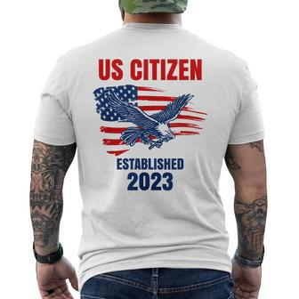 Us Citizen - Established 2023 - Proud New American Citizen Mens Back Print T-shirt - Thegiftio UK