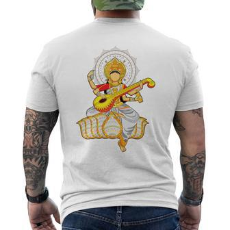 Veena Lover Indian Music Instrument Classical Men's T-shirt Back Print | Mazezy