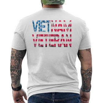 Vietnam Veteran Vintage Us Flag Vietnam Vets Gift Mens Back Print T-shirt | Mazezy