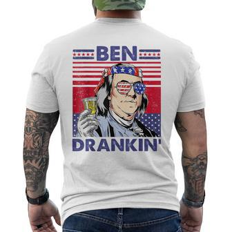 Vintage Ben Drankin 4Th Of July Funny Drinking Presidents Mens Back Print T-shirt - Thegiftio UK
