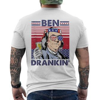Vintage Ben Drankin Funny 4Th Of July Drinking Presidents Drinking Funny Designs Funny Gifts Mens Back Print T-shirt | Mazezy