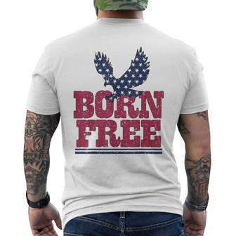 Vintage Bornfree Eagle American Flag 1776 Fourth Of July Mens Back Print T-shirt | Mazezy