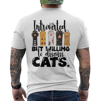 Vintage Cat Meow Introverted But Willing To Discuss Cat Cute Mens Back Print T-shirt - Seseable