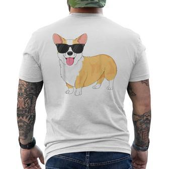 Vintage Cool Corgi For Boys Kids Dog Sunglasses Mens Back Print T-shirt | Mazezy