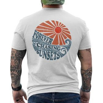 Vintage Forever Chasing Sunsets Retro 70S Beach Vacation Mens Back Print T-shirt - Seseable
