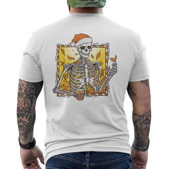 Vintage Halloween Skeleton Pumpkin Spice Latte Syrup Autumn Men's T-shirt Back Print - Thegiftio UK
