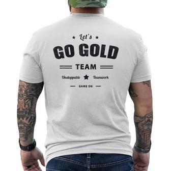 Vintage Let' Go Team Gold Summer Camp Team Color War Game Men's T-shirt Back Print - Monsterry AU