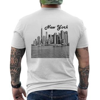 Vintage New York City Skyline Downtown Souvenirs Men's T-shirt Back Print | Mazezy