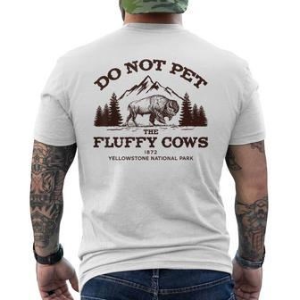Vintage Do Not Pet The Fluffy Cows Yellowstone National Park Men's T-shirt Back Print - Thegiftio UK