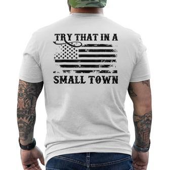 Vintage Retro Don't Try That In My Town American Flag Men's T-shirt Back Print - Monsterry