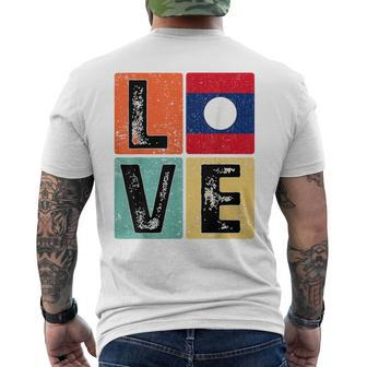 Vintage Retro I Love Laos Flag For Laotian Pride Men's T-shirt Back Print | Mazezy