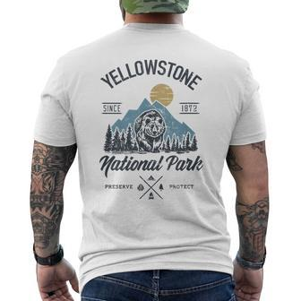 Vintage Retro Yellowstone National Park Hiking Mens Back Print T-shirt - Seseable
