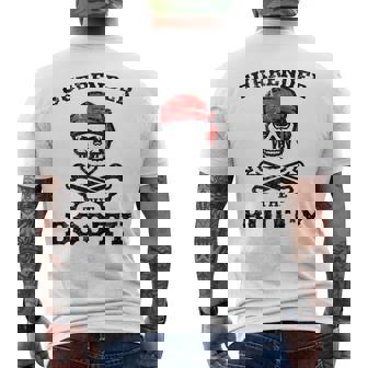 Vintage Surrender The Booty Halloween Fun Pirate Cross Bones Halloween Funny Gifts Mens Back Print T-shirt | Mazezy