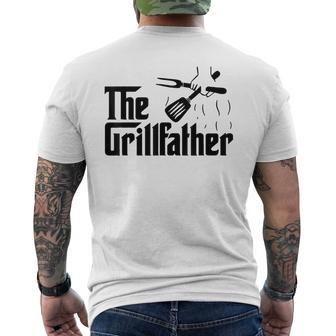 Vintage The Grillfather Funny Dad Bbq Grill Fathers Day Mens Back Print T-shirt - Seseable