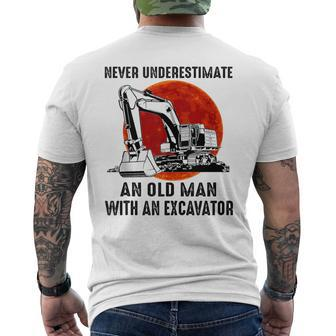 Vintage Never Underestimate An Old Man With An Excavator Men's T-shirt Back Print - Monsterry AU