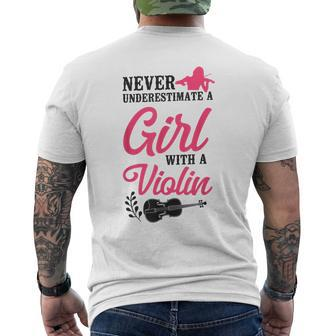Violin Violinist Girl Never Underestimate A Girl With A Mens Back Print T-shirt - Seseable