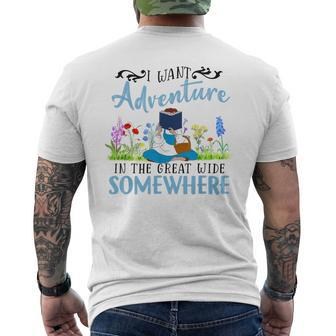 I Want Adventure In The Great Wide Somewhere Bookworm Books Men's T-shirt Back Print | Mazezy