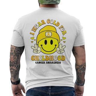 I Wear Gold Cute Smile Face For Childhood Cancer Awareness Men's T-shirt Back Print - Seseable