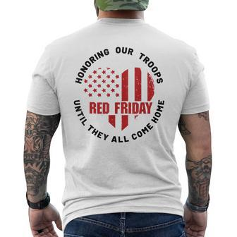 Wear Red On Friday Honoring Our Troops Military Support Men's T-shirt Back Print | Mazezy