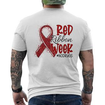 We Wear Red For Red Ribbon Week Awareness Heart Ribbon Men's T-shirt Back Print - Monsterry