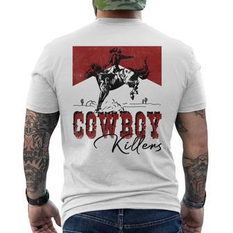 Western Cowboy Rodeo Punchy Cowboy Killers Cowboy Riding Rodeo Funny Gifts Mens Back Print T-shirt | Mazezy