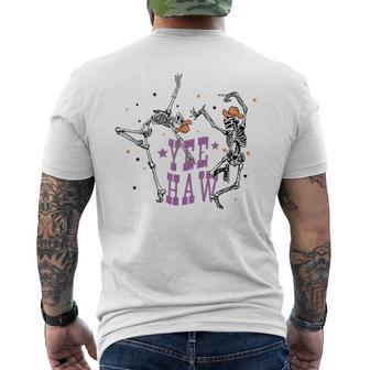 Western Cowboy Yee Haw Dancing Skeleton Yee Haw Howdy Men's T-shirt Back Print