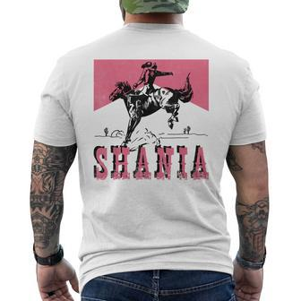 Western Shania First Name Punchy Cowboy Cowgirl Rodeo Style Mens Back Print T-shirt | Mazezy