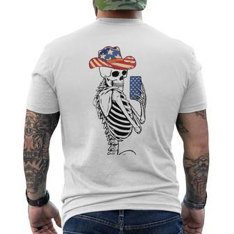 Western Skeleton Cowgirl Selfie 4Th Of July Cowboy Hat Mens Back Print T-shirt | Mazezy