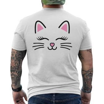 Women's Cat Face Whiskers Print Cosplay Kitty Love Halloween Men's T-shirt Back Print - Monsterry