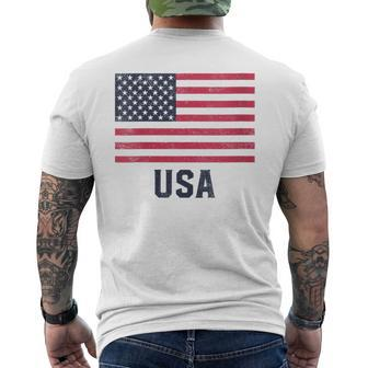 Womens Usa Flag Red White Blue 4Th Of July Top  Mens Back Print T-shirt