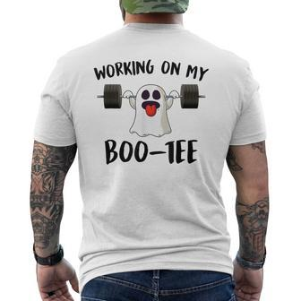 Working On My Boo Halloween Ghost Workout Gym Men's T-shirt Back Print | Mazezy