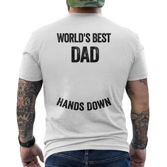 Worlds Best Dad Hands Down Make A Handprint Mens Back Print T-shirt - Thegiftio UK