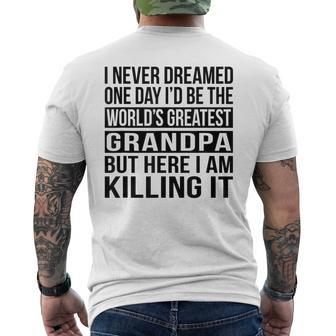 Worlds Greatest Grandpa Grandfather Men's Back Print T-shirt | Mazezy CA