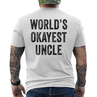 Worlds Okayest Uncle Guncle Dad Birthday Funny Distressed Mens Back Print T-shirt | Mazezy AU