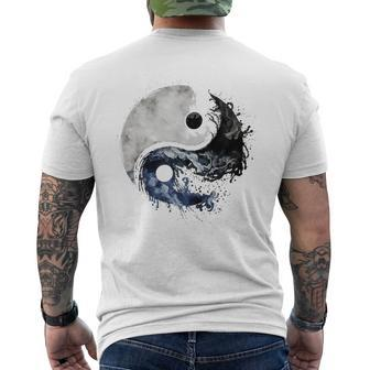 Ying Yang Balance Meditation Water Color Tai Chi Flow State Men's T-shirt Back Print - Monsterry